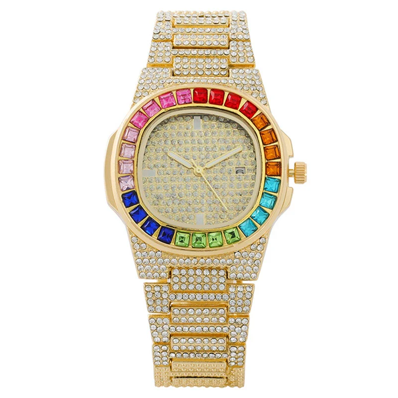 Popular Fashion Women's Alloy Watch With Square Dial And Mineral Strengthened Mirror Full Of Colored Diamonds - Image 9