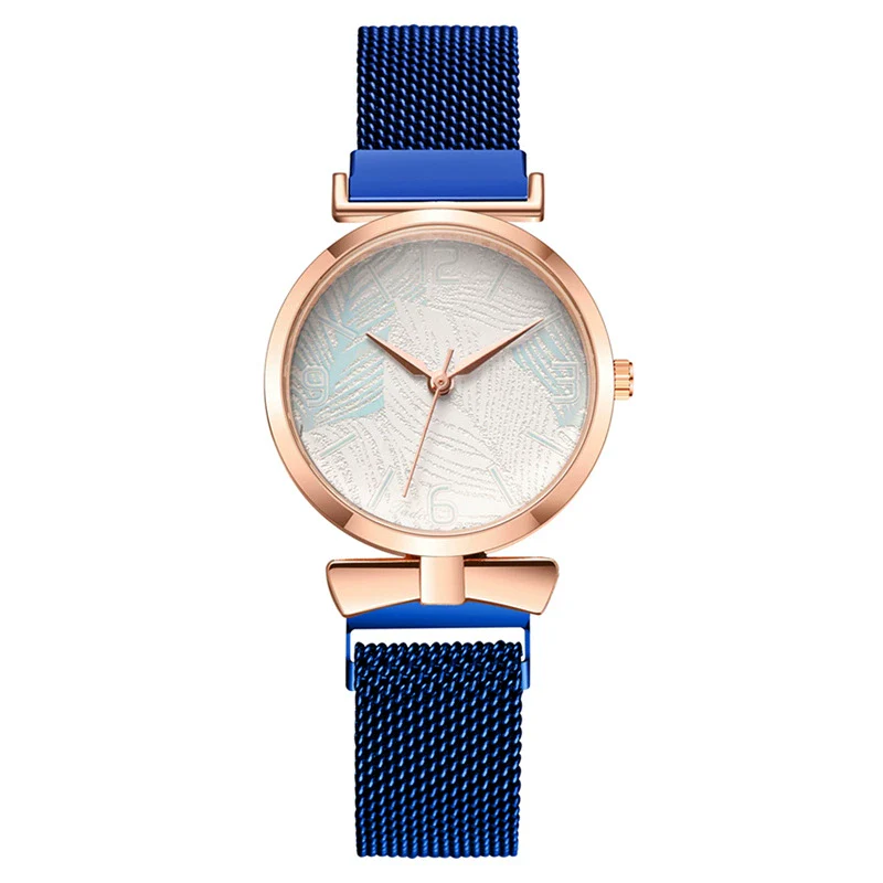 Popular Fashion Women's Metal Watch With Leaf Pattern And Round Dial - Image 2