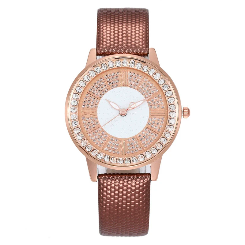 Popular Gypsophila Diamond Fashion Women's Alloy And Imitation Leather Quartz Watch With Round Dial - Image 10