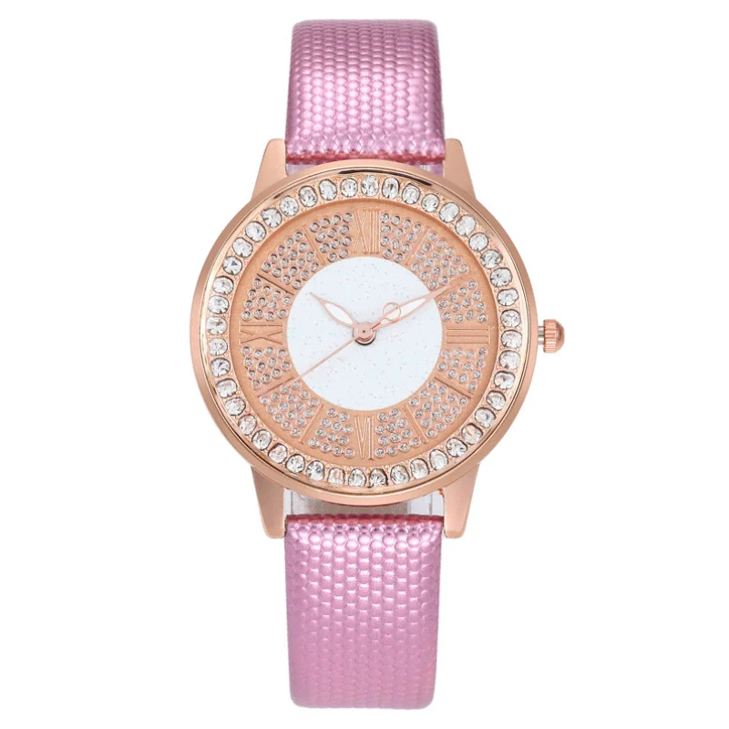 Popular Gypsophila Diamond Fashion Women's Alloy And Imitation Leather Quartz Watch With Round Dial - Image 11