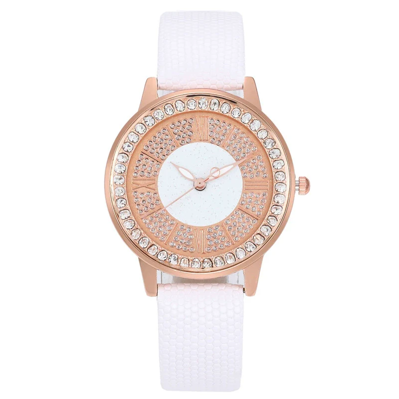 Popular Gypsophila Diamond Fashion Women's Alloy And Imitation Leather Quartz Watch With Round Dial - Image 6