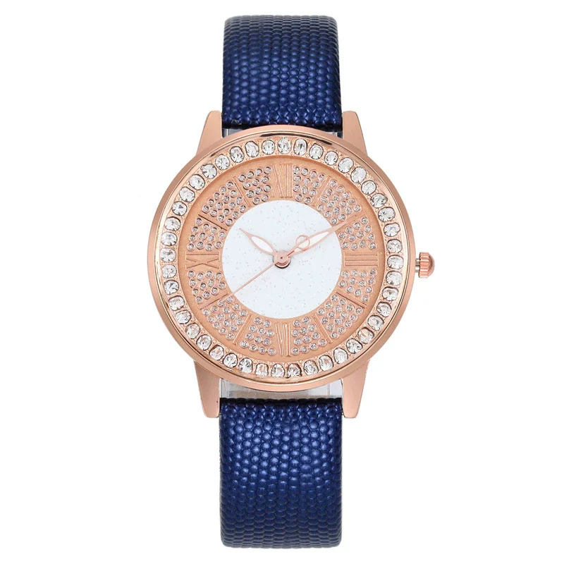 Popular Gypsophila Diamond Fashion Women's Alloy And Imitation Leather Quartz Watch With Round Dial - Image 8