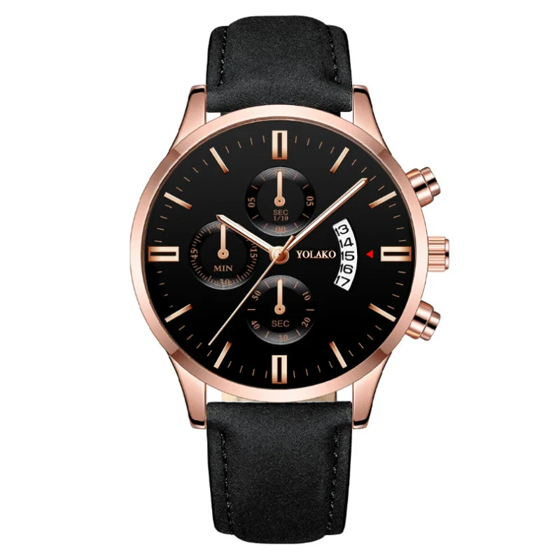 Popular Men's Watch Leather Belt Alloy Case Stainless Steel Buckle Round Dial Fashion Style - Image 4