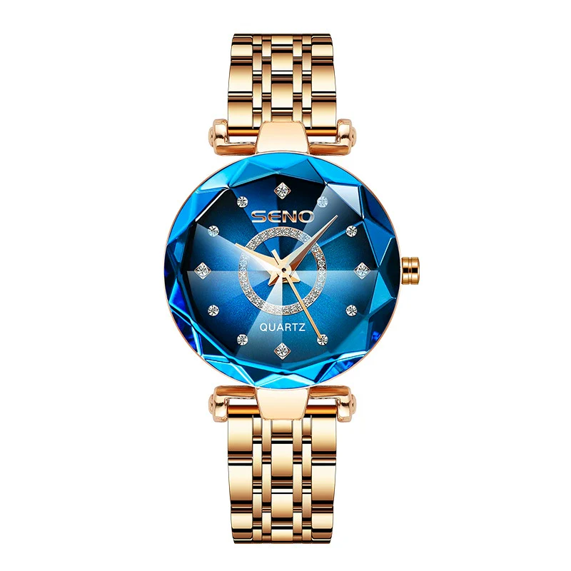 Popular Women's Fashionable Waterproof Quartz Watch With Alloy Case And Strap Round Dial Spiral Crown Mineral Reinforced Glass Mirror Stainless Steel Doublesided Button Buckle - Image 3