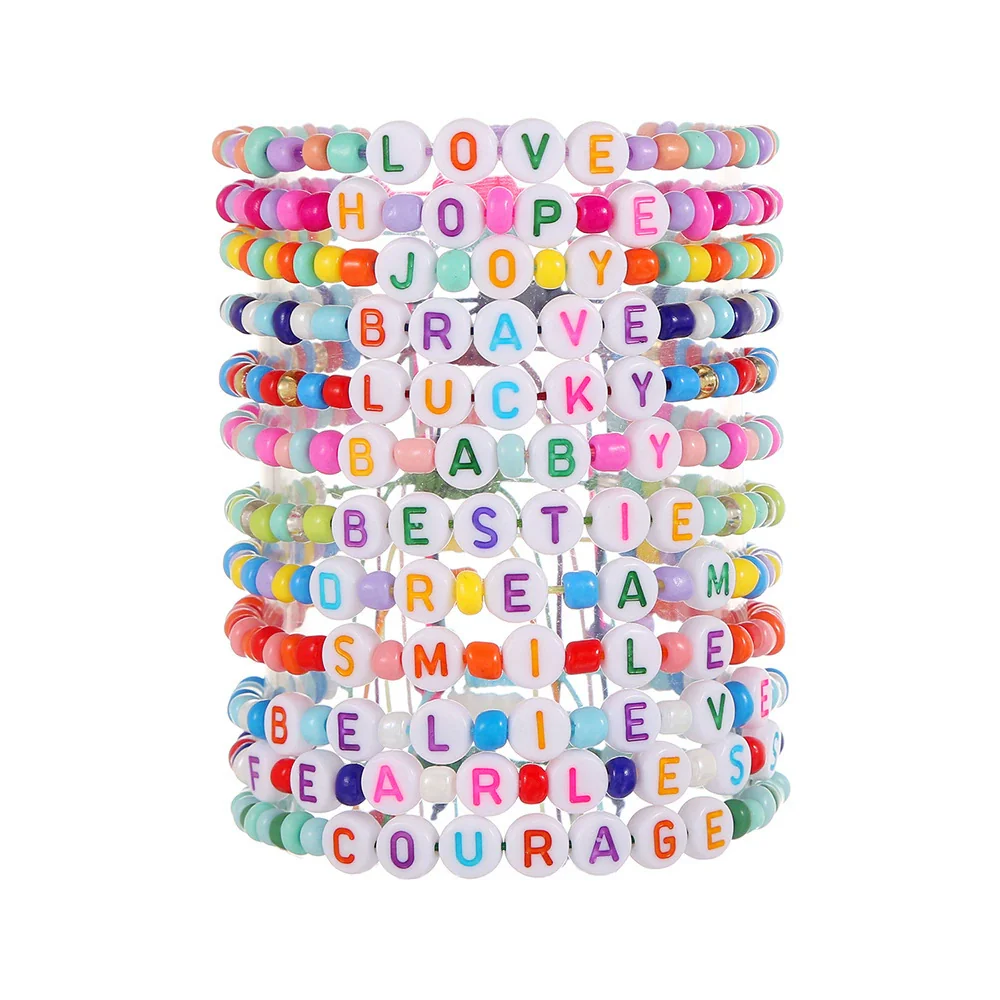 Pottery Bracelet With Letters Numbers Text Handmade Polymer Clay Acrylic Unisex - Image 10
