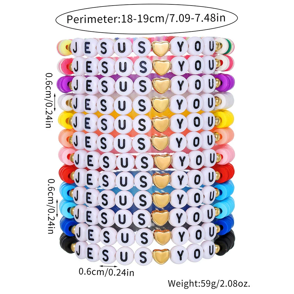Pottery Bracelet With Letters Numbers Text Handmade Polymer Clay Acrylic Unisex - Image 4