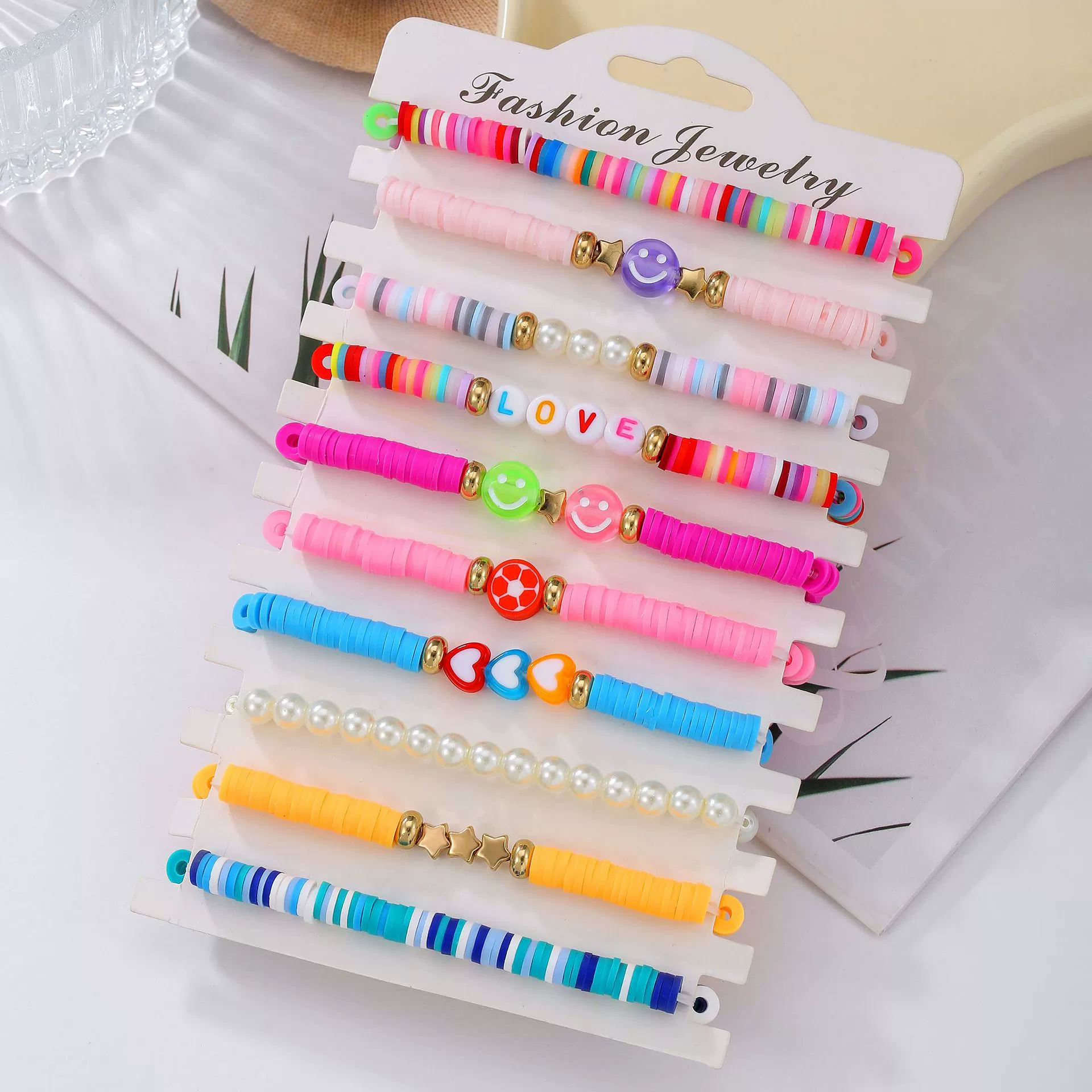 Pottery Bracelet With Letters Numbers Text Handmade Polymer Clay Acrylic Unisex - Image 5