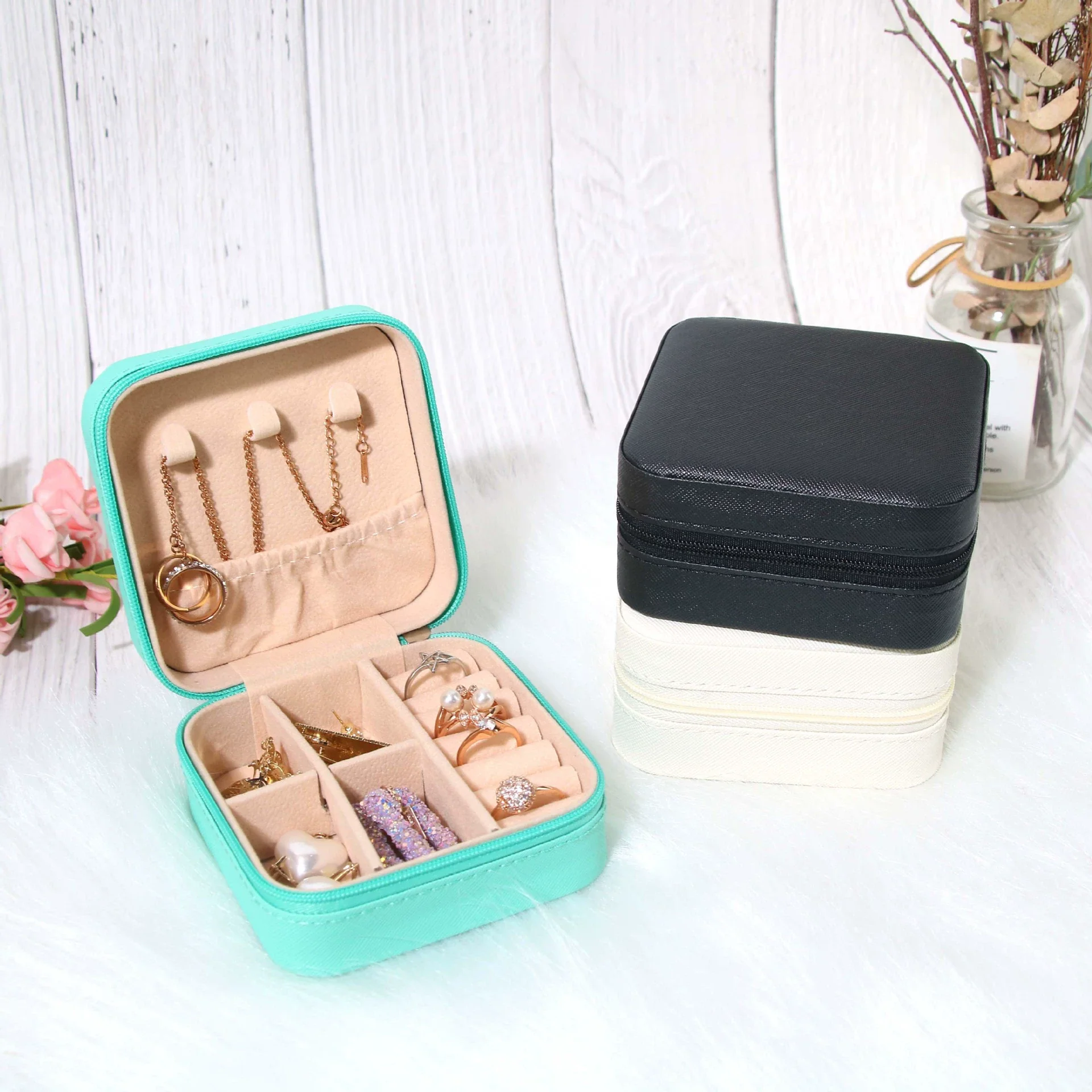 Pu Jewelry Storage Box For Rings Necklaces Earrings In Ins Style - Image 3