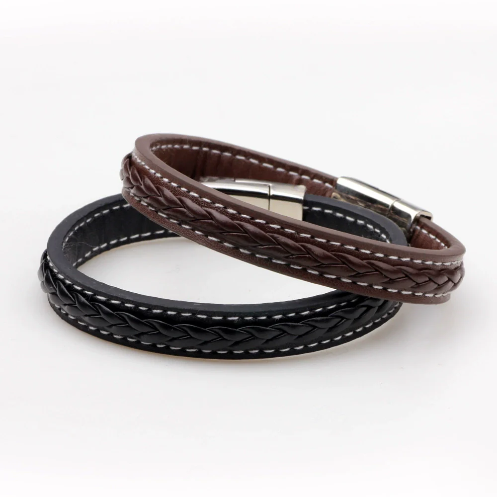 Pu Leather Woven Bracelet Men's Classic Punk Style Drop Shape - Image 4