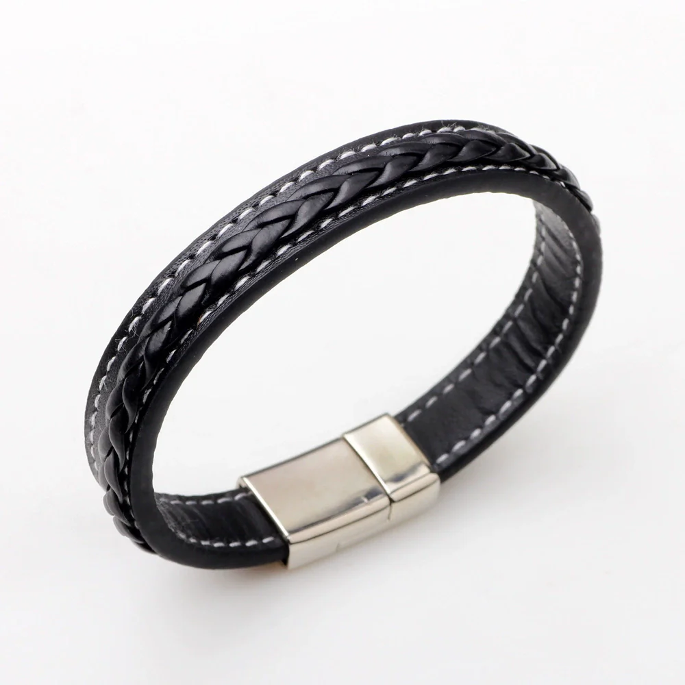 Pu Leather Woven Bracelet Men's Classic Punk Style Drop Shape - Image 6