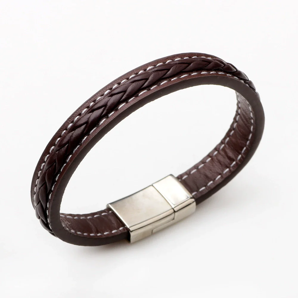 Pu Leather Woven Bracelet Men's Classic Punk Style Drop Shape - Image 7