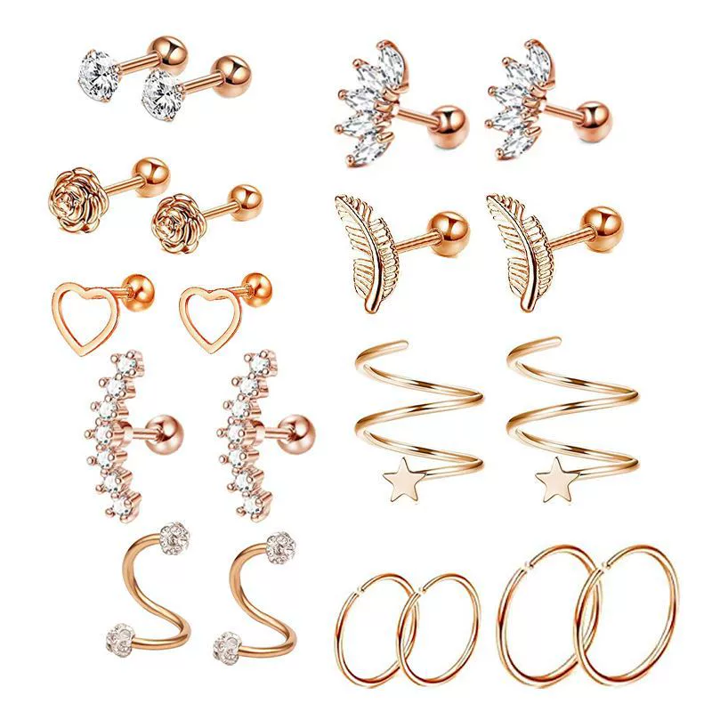 Puncture Jewelry Set Stainless Steel Star Fashion Earrings Ear Clip Ear Nail Cartilage Ear Bone - Image 8