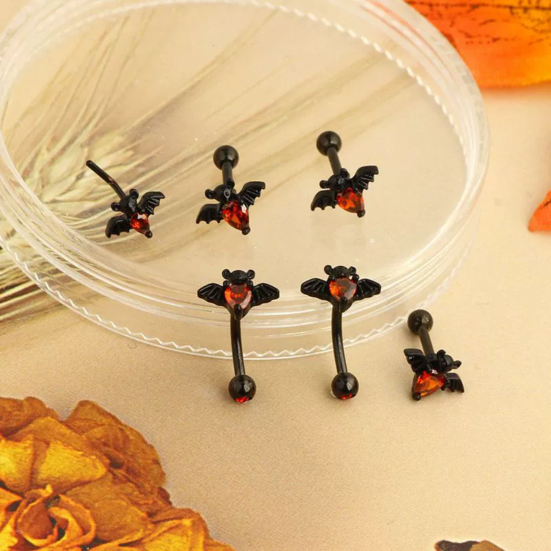 Puncture Jewelry Stainless Steel And Copper Bat Nose Ring Inverted Belly Button Ring Breast Ring Industrial Earrings Geometric Style Electroplated Unisex - Image 4