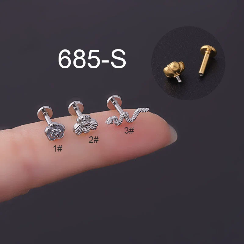 Puncture Jewelry Stainless Steel Flower Insect Snake Shape Electroplated For Women - Image 6