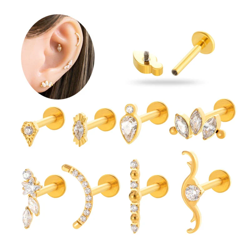 Puncture Jewelry Titanium Alloy Drop Shape Electroplated For Women - Image 5