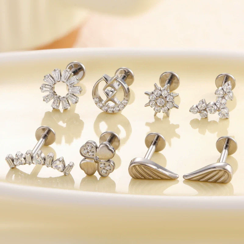 Puncture Jewelry Titanium Alloy Flower Style Electroplated For Women - Image 3