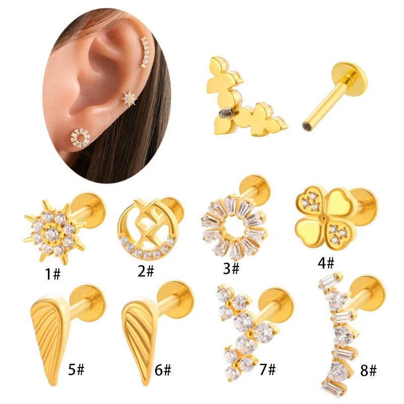 Puncture Jewelry Titanium Alloy Flower Style Electroplated For Women - Image 5