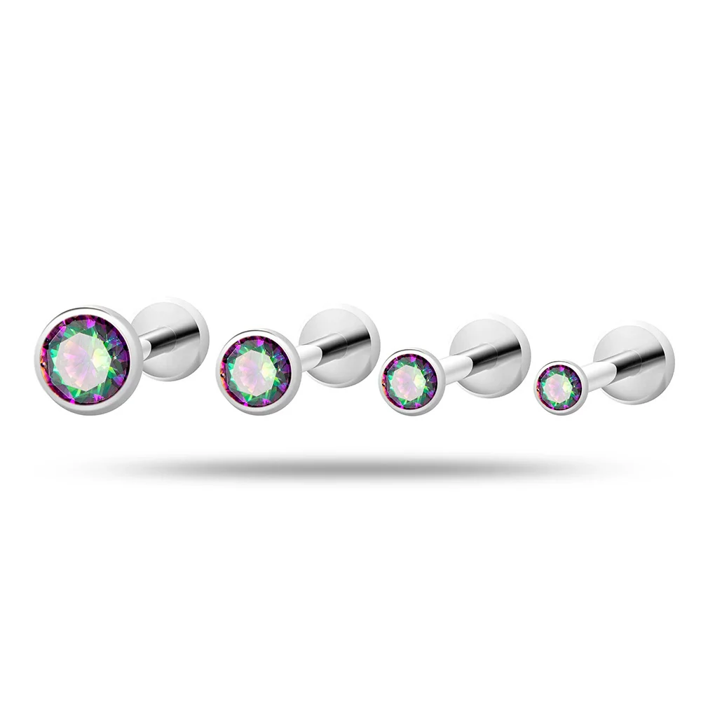 Puncture Jewelry Titanium Alloy Geometric Electroplated Zircon Lip Nail Tragium Ear Nail - Image 11