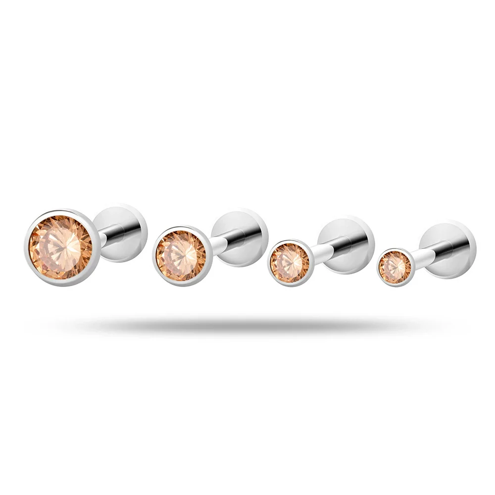 Puncture Jewelry Titanium Alloy Geometric Electroplated Zircon Lip Nail Tragium Ear Nail - Image 13