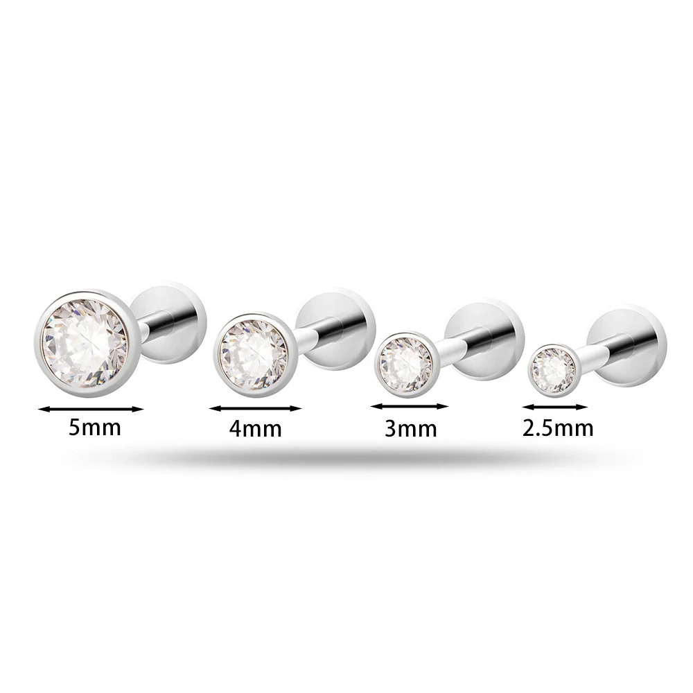 Puncture Jewelry Titanium Alloy Geometric Electroplated Zircon Lip Nail Tragium Ear Nail - Image 4