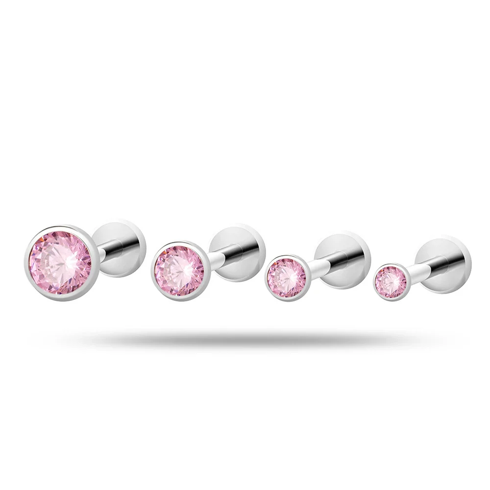 Puncture Jewelry Titanium Alloy Geometric Electroplated Zircon Lip Nail Tragium Ear Nail - Image 7