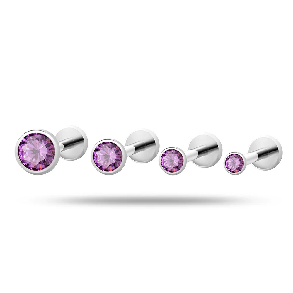 Puncture Jewelry Titanium Alloy Geometric Electroplated Zircon Lip Nail Tragium Ear Nail - Image 9