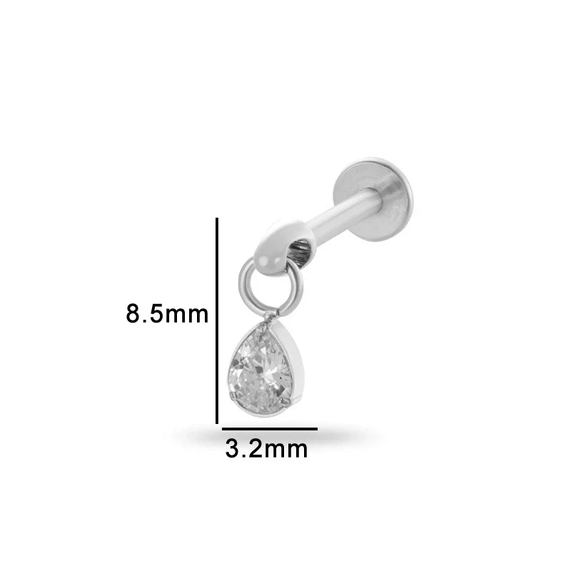 Puncture Jewelry Titanium Alloy Water Drop Shape Zircon Pendant With Inner Teeth Screw Rod Electroplated For Women - Image 8