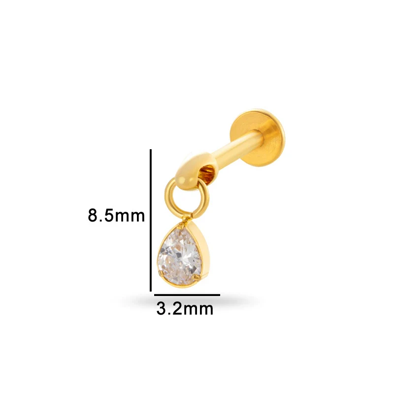 Puncture Jewelry Titanium Alloy Water Drop Shape Zircon Pendant With Inner Teeth Screw Rod Electroplated For Women - Image 9
