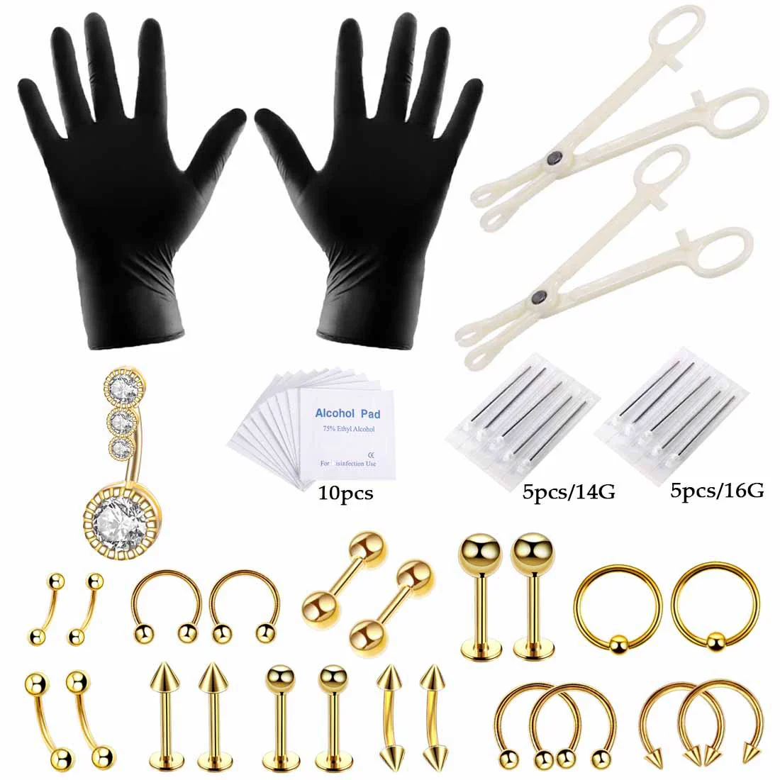 Puncture Tools Set Stainless Steel Heart Pattern Electroplated Unisex - Image 10