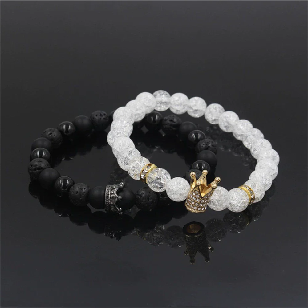Punk Bracelet Copper Inlaid With Zircon Volcanic Stone Ball Skull Handmade Unisex - Image 13
