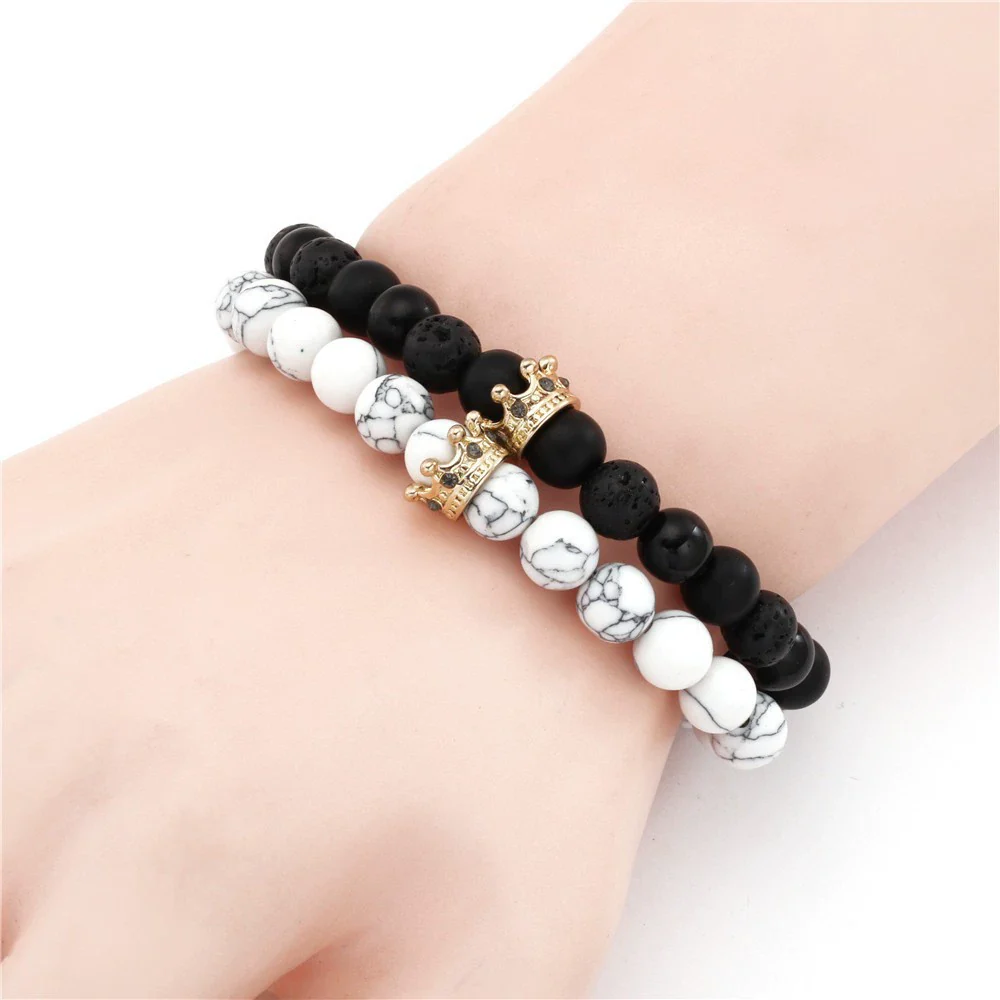 Punk Bracelet Copper Inlaid With Zircon Volcanic Stone Ball Skull Handmade Unisex - Image 14