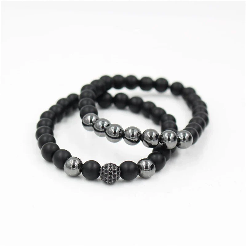 Punk Bracelet Copper Inlaid With Zircon Volcanic Stone Ball Skull Handmade Unisex - Image 16