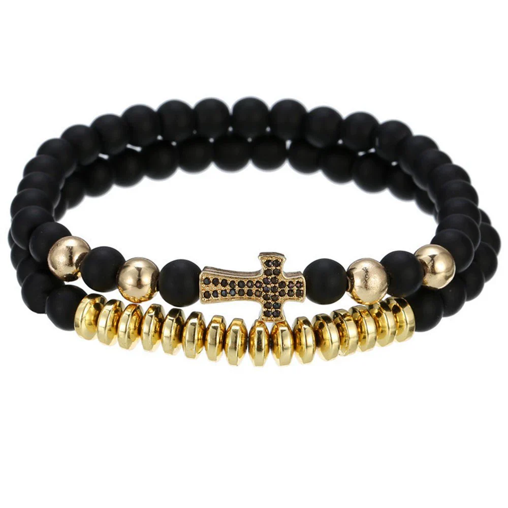 Punk Bracelet Copper Inlaid With Zircon Volcanic Stone Ball Skull Handmade Unisex - Image 18