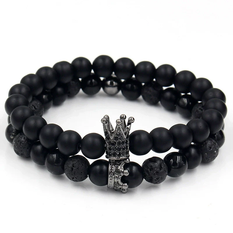 Punk Bracelet Copper Inlaid With Zircon Volcanic Stone Ball Skull Handmade Unisex - Image 19