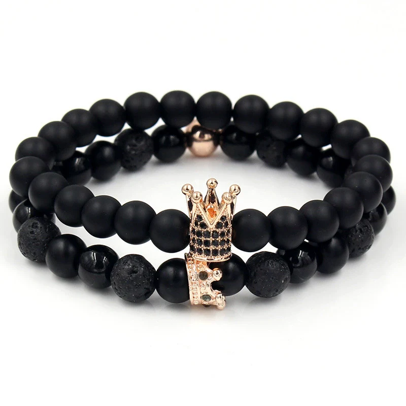 Punk Bracelet Copper Inlaid With Zircon Volcanic Stone Ball Skull Handmade Unisex - Image 20