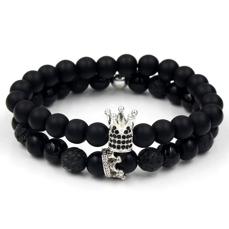Punk Bracelet Copper Inlaid With Zircon Volcanic Stone Ball Skull Handmade Unisex - Image 21