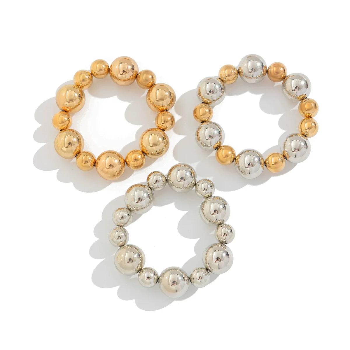 Punk Geometric Resin Beaded Elastic Bracelet For Women With Electroplating - Image 5