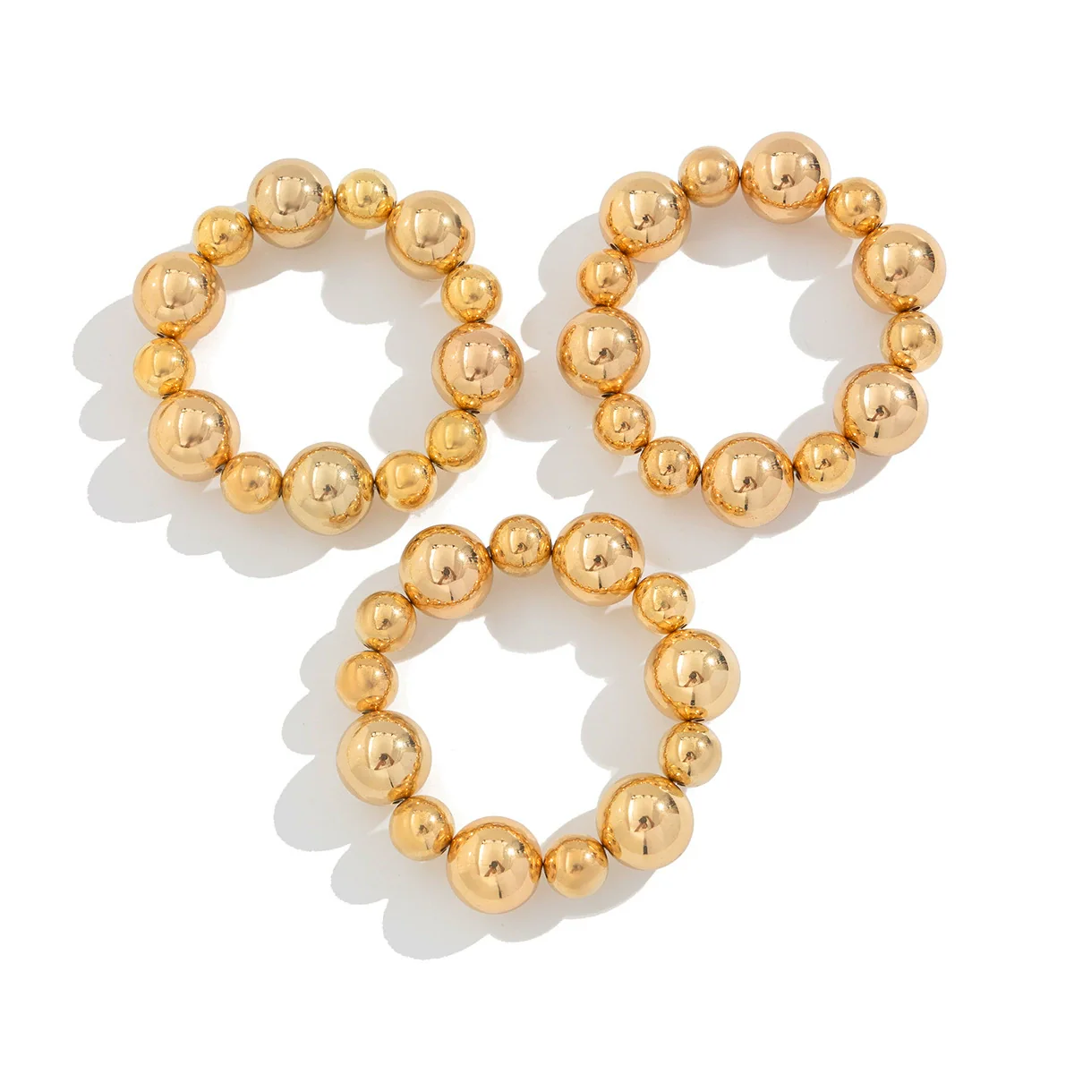 Punk Geometric Resin Beaded Elastic Bracelet For Women With Electroplating - Image 6