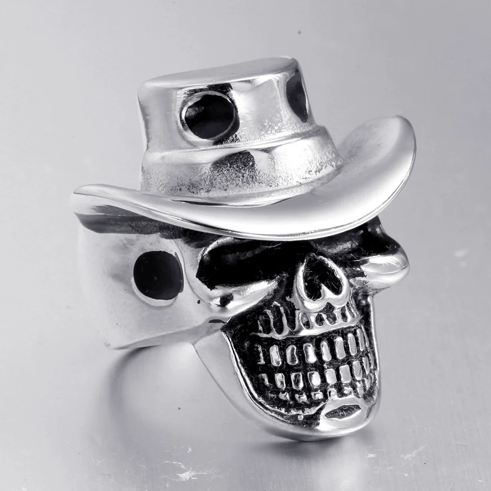 Punk Goth Rock Pirate Skull Titanium Steel Men's Ring Stainless Steel With Animal Zodiac Pattern Electroplated - Image 5
