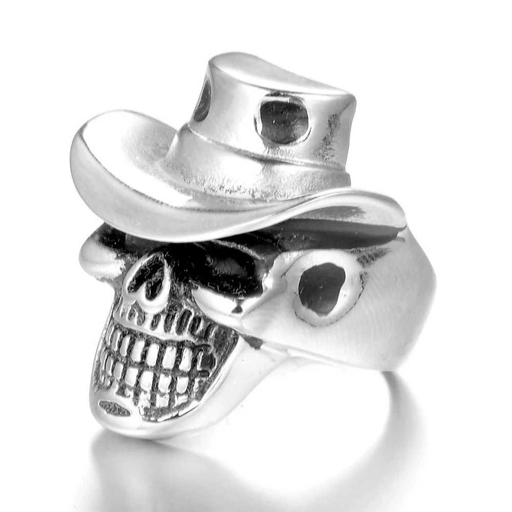 Punk Goth Rock Pirate Skull Titanium Steel Men's Ring Stainless Steel With Animal Zodiac Pattern Electroplated - Image 6