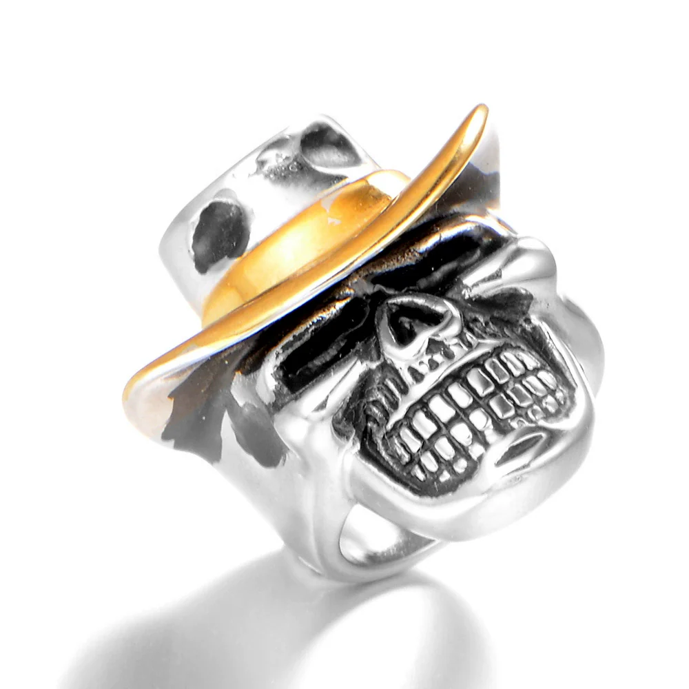Punk Goth Rock Pirate Skull Titanium Steel Men's Ring Stainless Steel With Animal Zodiac Pattern Electroplated - Image 7