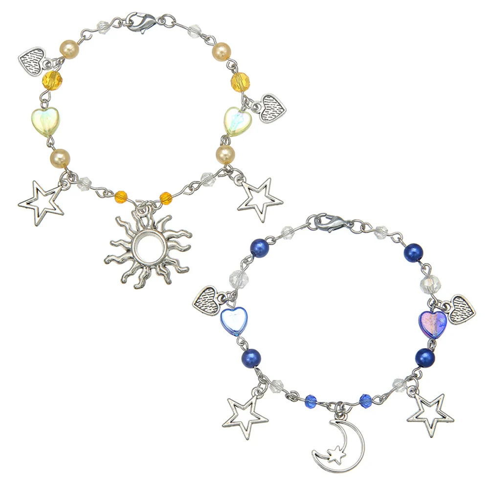 Punk Hollow Fivepointed Star Star Moon Sun Cat Alloy Iron Glass Handmade Geometric Bracelet Unisex - Image 10