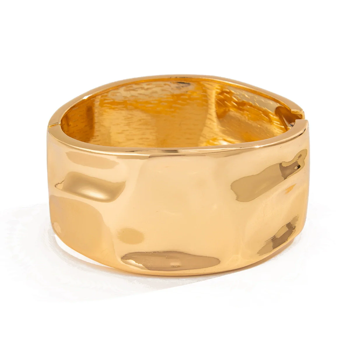Punk Metal Pleated Wide Bracelet And Sweet And Cool Flower Water Drop Glossy Ring For Women Alloy Material Electroplating Processing Exaggerate Style Geometric Pattern - Image 5