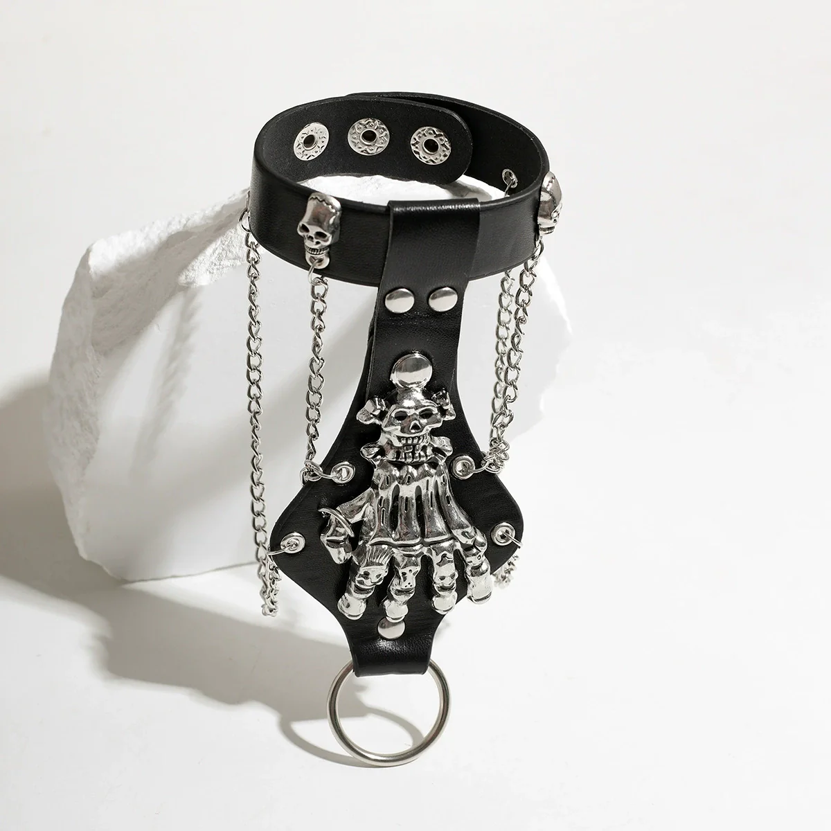Punk Rivet Skull Alloy Handmade Men's Bracelet - Image 4