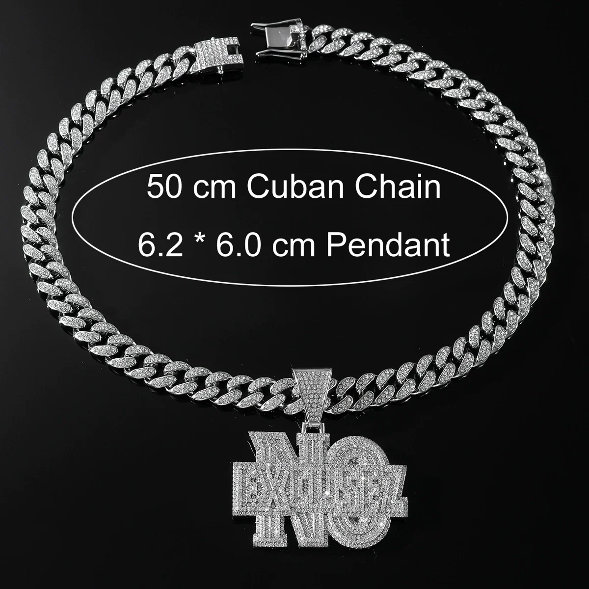 Punk Style Alloy Letter No Pendant Necklace With Diamond And Cuban Chain - Image 4