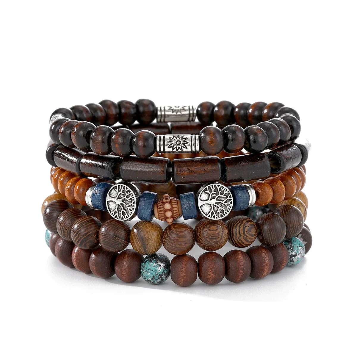 Punk Style Geometric Artificial Leather Handwoven Men's Bracelet Sixpiece Set - Image 10