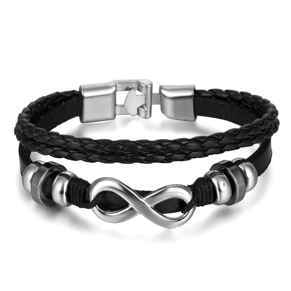 Punk Style Geometric Artificial Leather Handwoven Men's Bracelet Sixpiece Set - Image 21