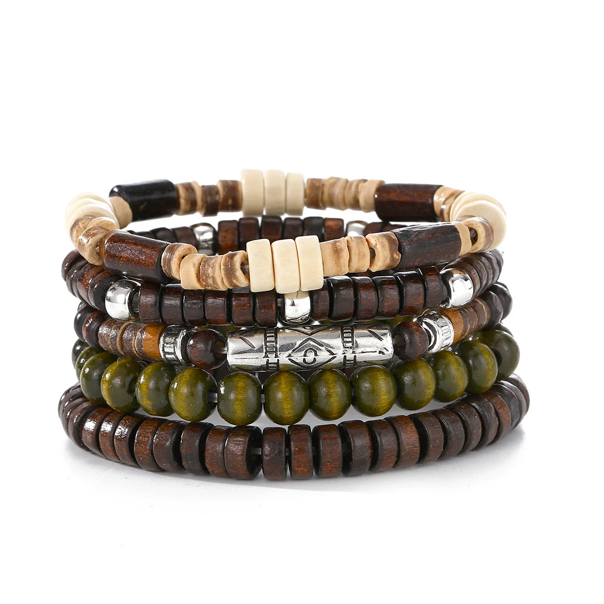 Punk Style Geometric Artificial Leather Handwoven Men's Bracelet Sixpiece Set - Image 6