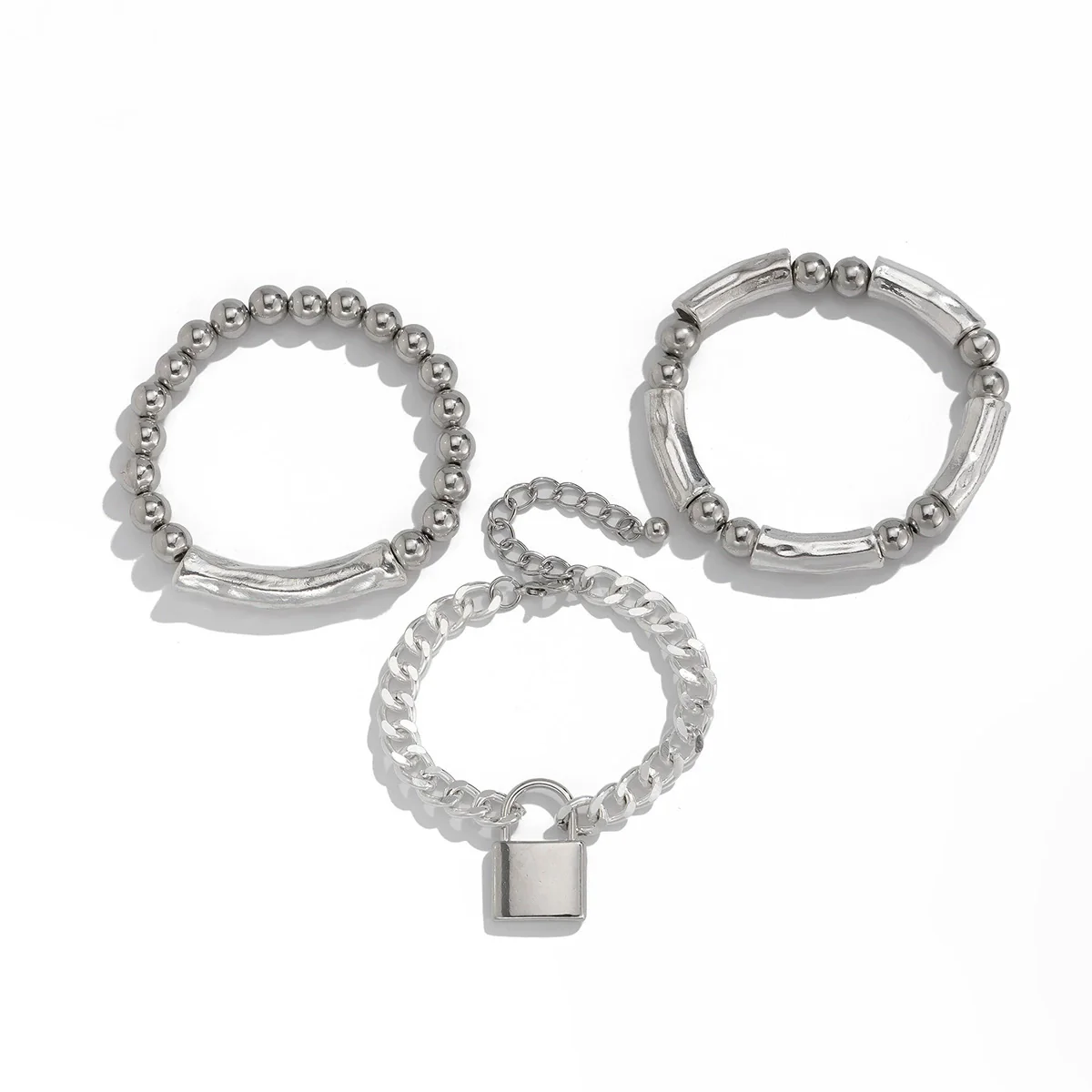 Punk Style Lock Pendant Alloy Bracelet With Geometric Pattern And Electroplating For Women - Image 5