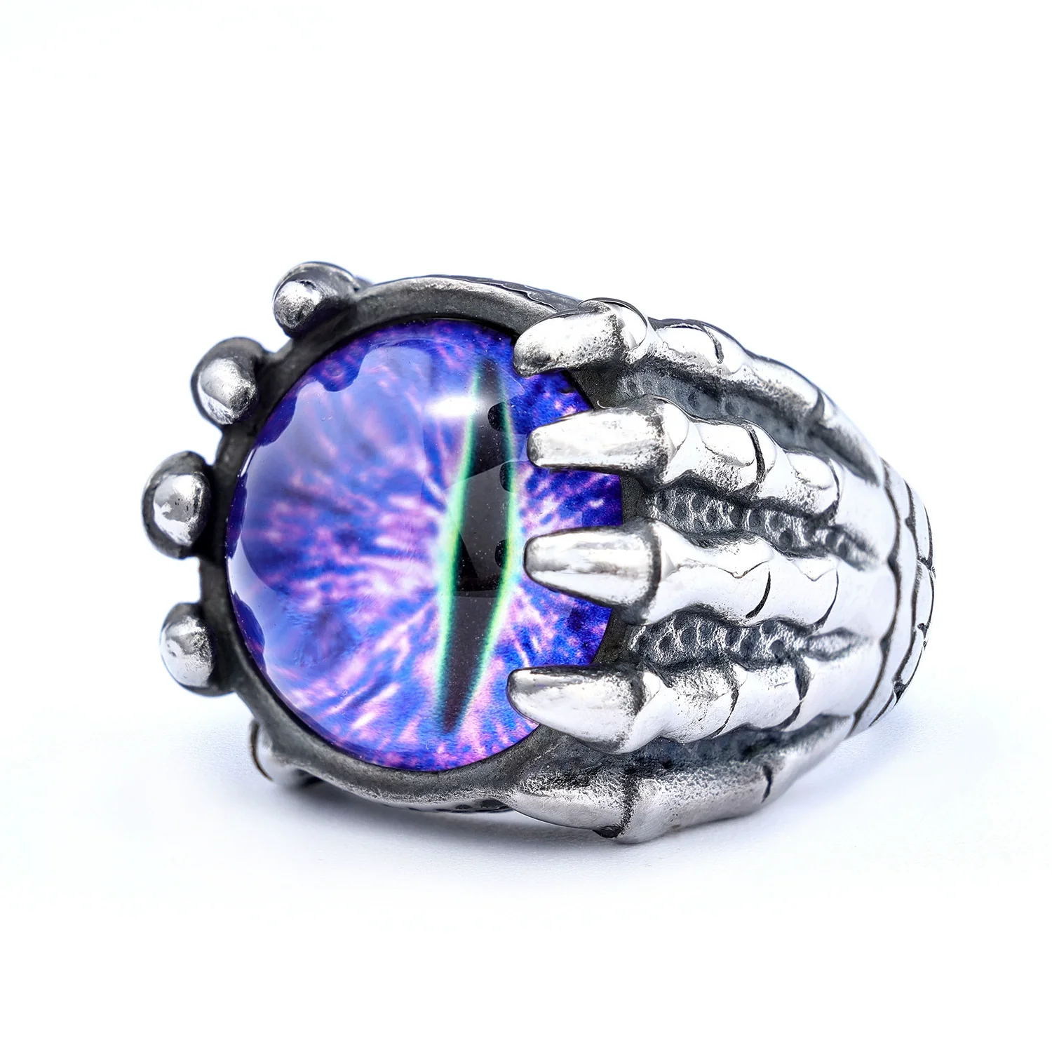 Punk Style Skull Paw Devil's Eye Stainless Steel Gothic Ring Set With Gems - Image 3
